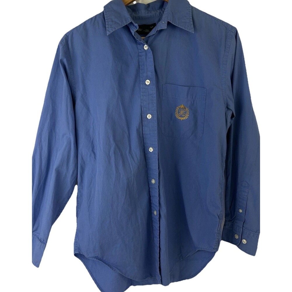 Hunt Club Girls Size 6 Blue 100% Cotton Button Front Long Sleeve Oxford Shirt